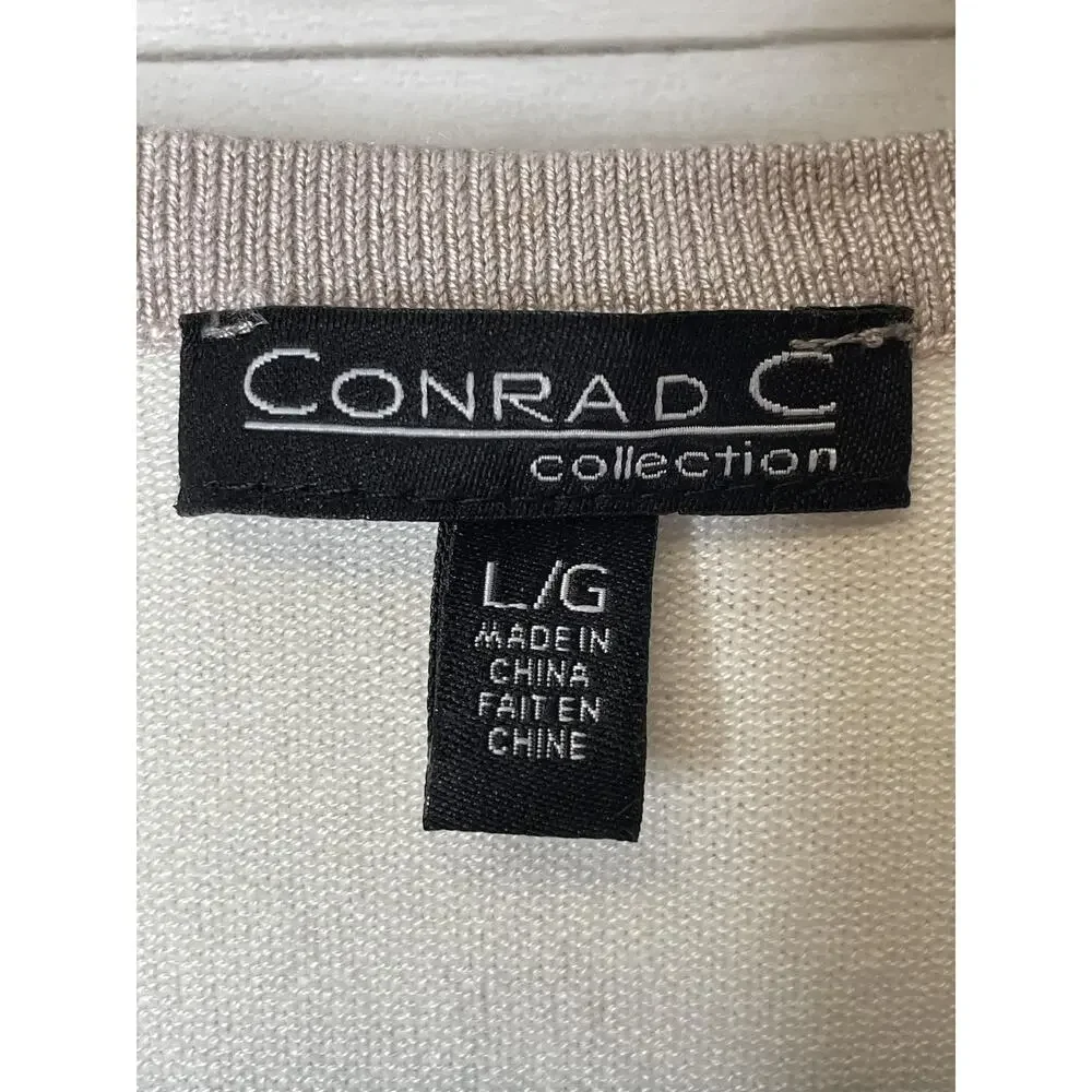 Conrad C Sweater Womens XL Pastel Colorblock Tunic Long‎ Sleeve Rayon Nylon Knit